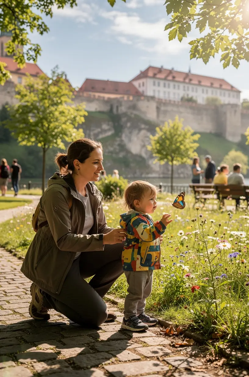 Skupina turistov prechádzajúcich sa po lesnej ceste lemovanej pôvodnými slovenskými stromami.